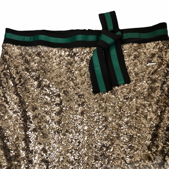 NWT Eloquii Gold Sequined Tulip Skirt Green Black - Picture 5 of 5